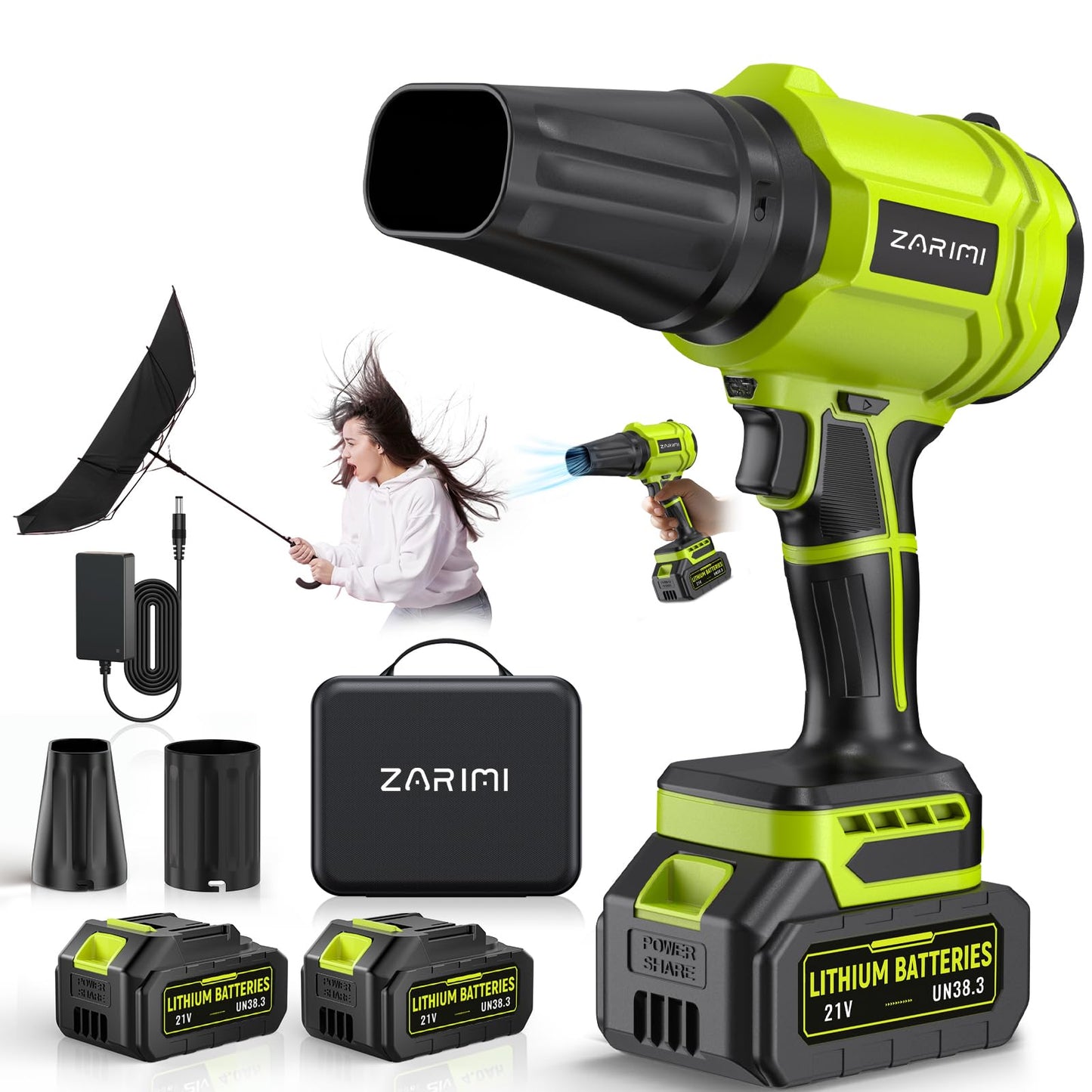 YUQUESEN Cordless Leaf Blower, 980,000 RPM Handheld Leaf Blower with 2 X 4.0Ah Batteries & Charger, Lightweight Leaf Blowers for Patio Cleaning, Lawn Care, Leaves, Dust - Light Green