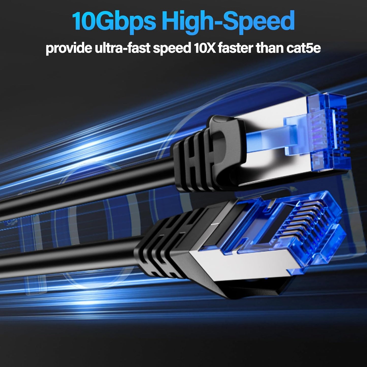 TuokaJu Cat6A 10Gbps 50 6, 28AWG Cat6 6a Ethernet Cable Shielded ft, Slim Shielded (F/UTP) Ethernet Cable Cat Flexible