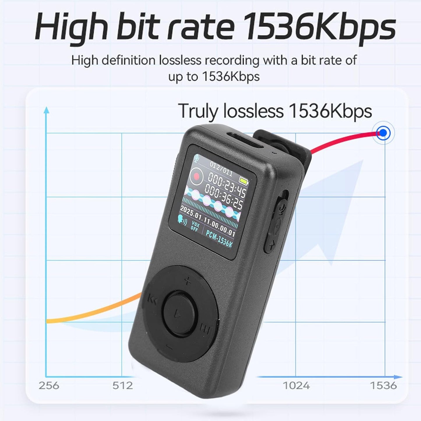 Dpofirs MP3 (16GB) Clip Player, with Voice Recorder and AI Noise Reduction, Portable Music Player with Clip, Bluetooth