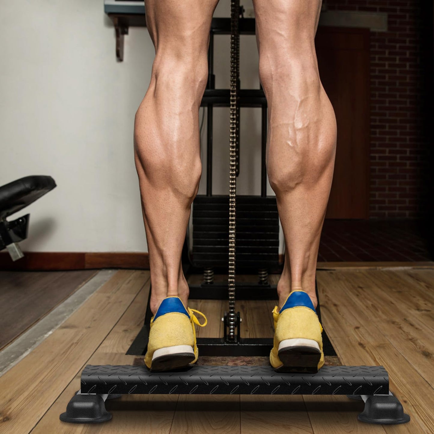 Lifeswell Steel Calf Raise Bar with Wider Anti-Slip Calf Raise Block, Rounded Edge Standing Calf Raise Machine for Calf Workout, Squat & Foot Stretch, 800 lbs Capacity