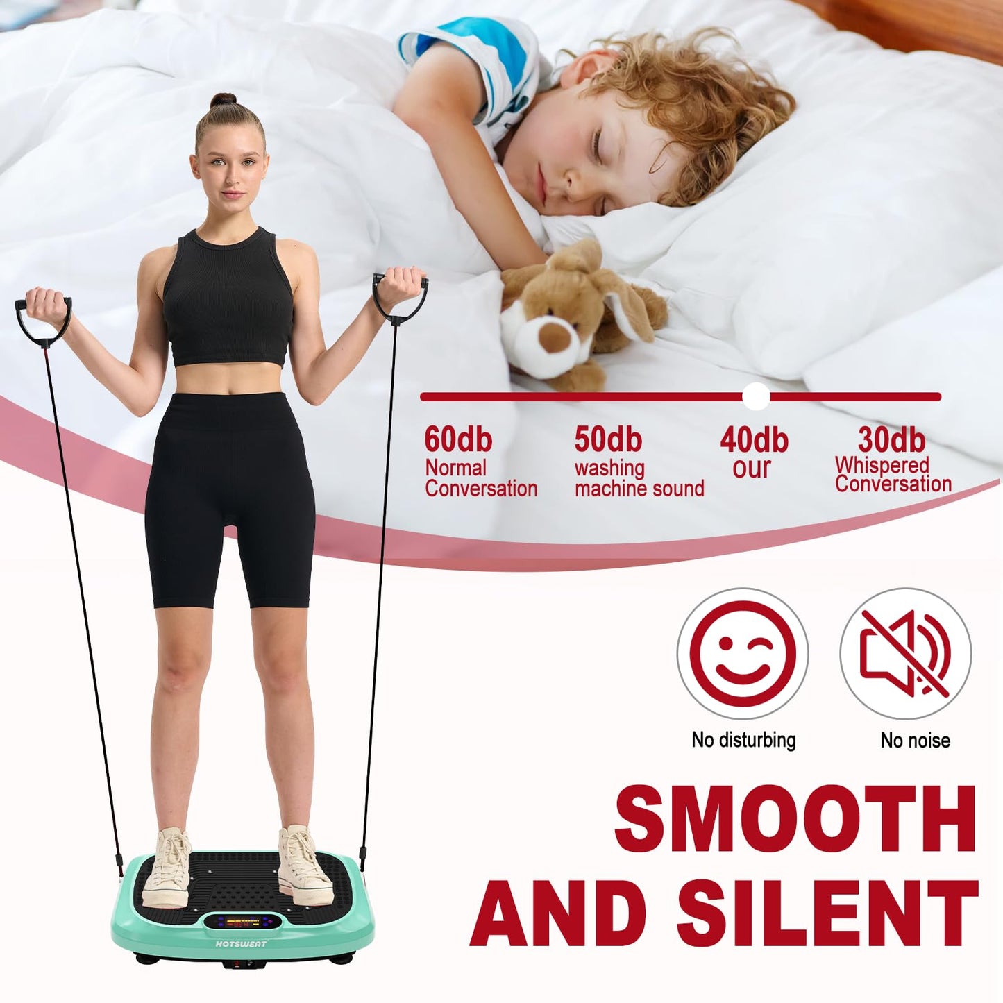 HOTSWEAT Vibration Plate Exercise Machine for Lymphatic Drainage, Power Plate Vibrating Platform, Shaker for Weight Loss, Exercise Board with 120 Levels for Home Gym