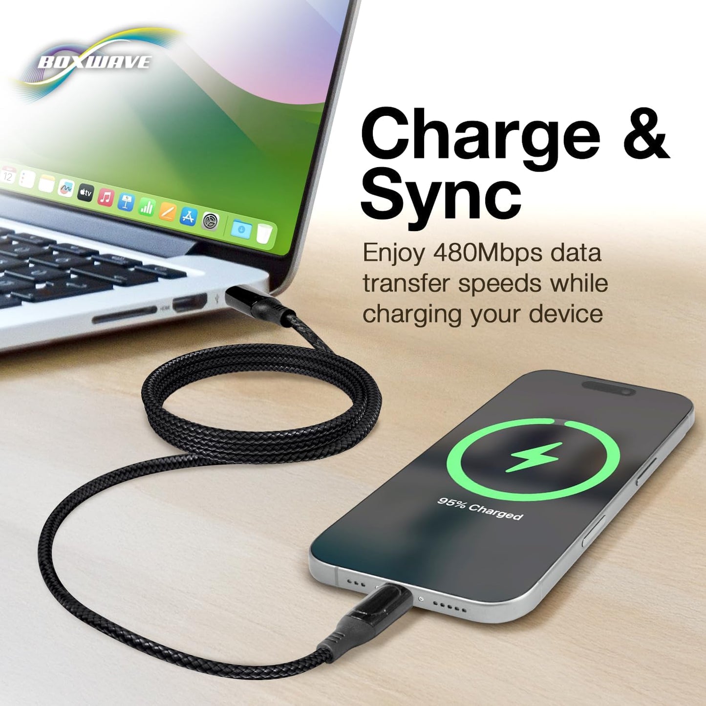 BoxWave TIMMKOO Q3E MP3 (6ft) (100W), Cable Compatible with Player with Bluetooth - PowerDisplay PD Cable - USB-C