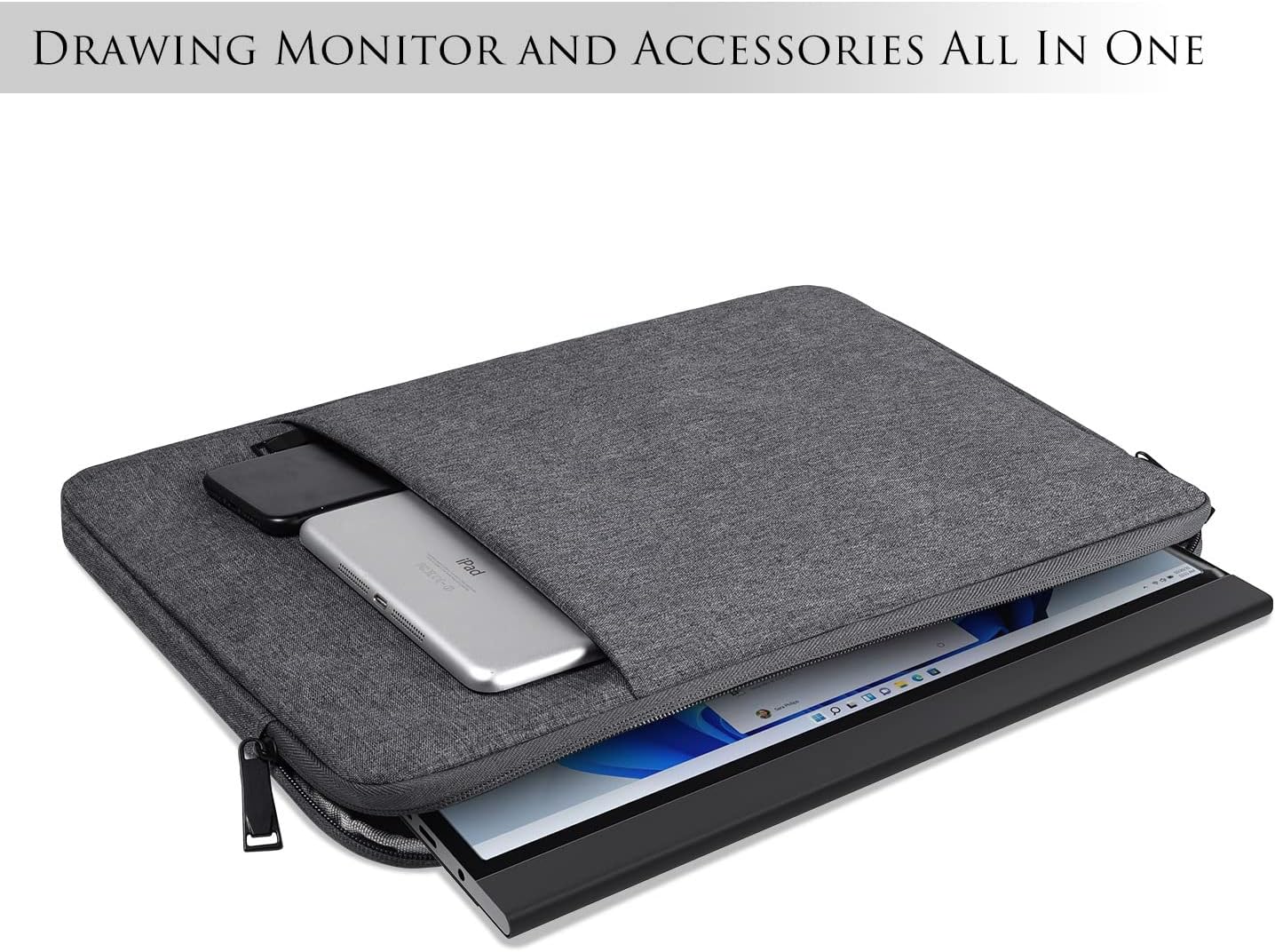 CaseDeer 16.1 inch 15.6/16.1 16" Portable Monitor Case Sleeve for Most in Monitors, Compatible with KYY MNN Innoview