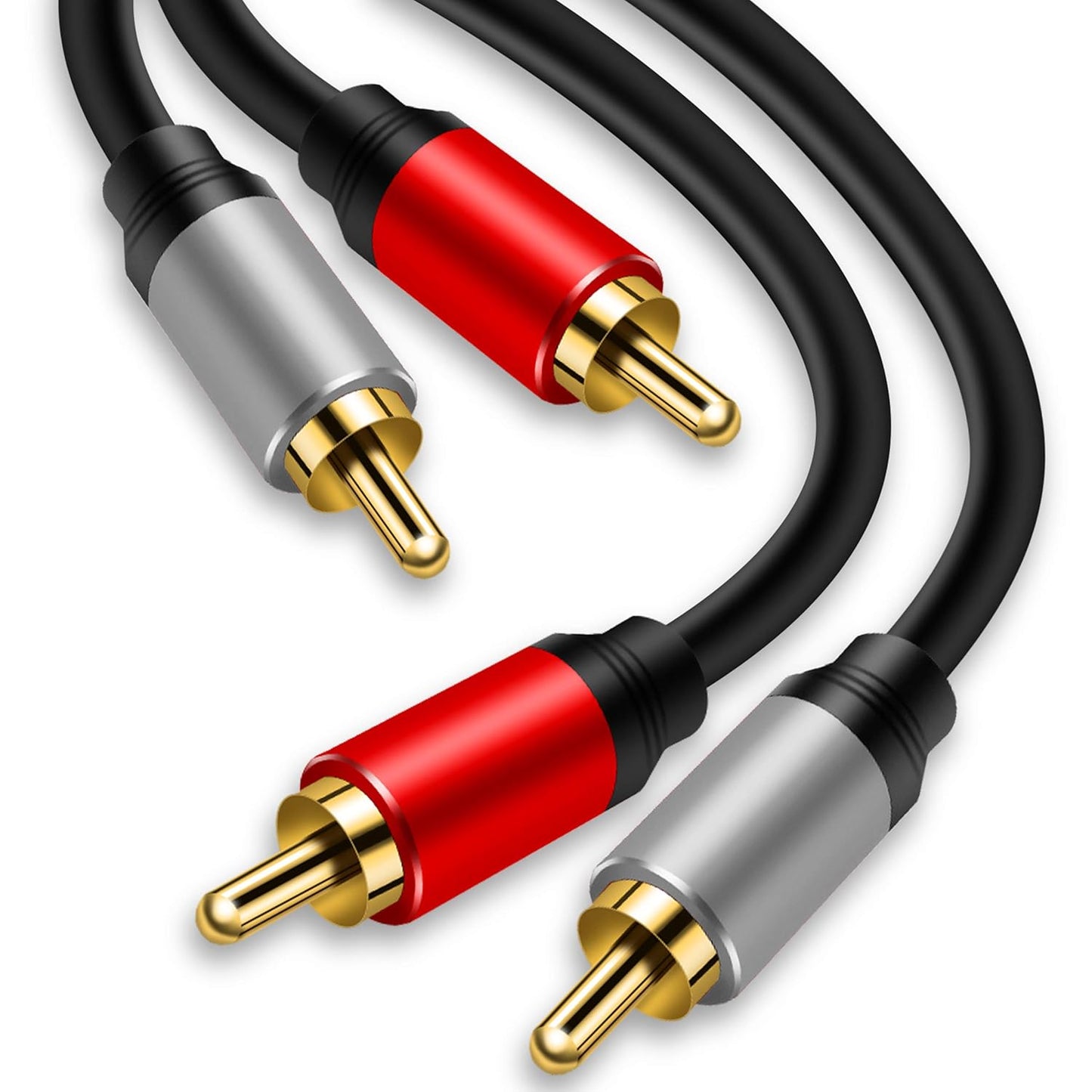 2RCA 2RCA 25Ft, 2 2 (25Ft/8M) Tan QY to Cable Gold-Plated RCA Male to RCA Male Stereo Audio Cable for Home Theater