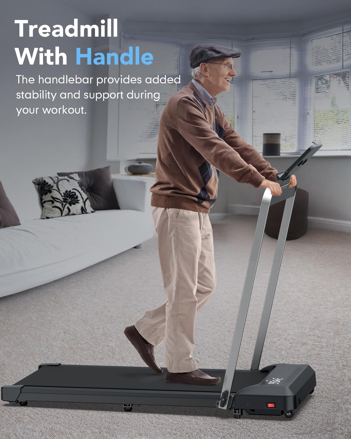 WELLFIT Foldable Treadmills 10% Incline, Under Desk Walking Pad Treadmill with 350LBS Weight Capacity, Portable Treadmill for Home Office with Handle, 3 in 1 Small Treadmill, No Assembly, Easy Storage