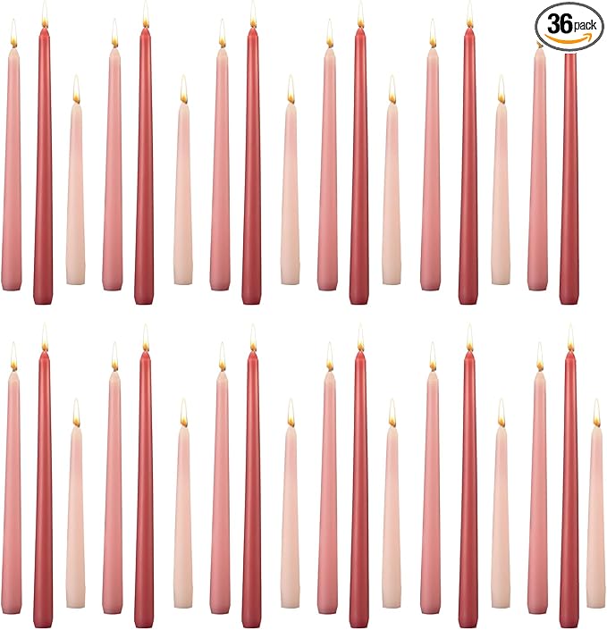 MTLEE Taper Candles 8/10/12 Multi Height Unscented Taper Candles 8 Burn Hours for Dinner Decorative Home Decoration Wedding Party Candlesticks(Gradient Pink,36)
