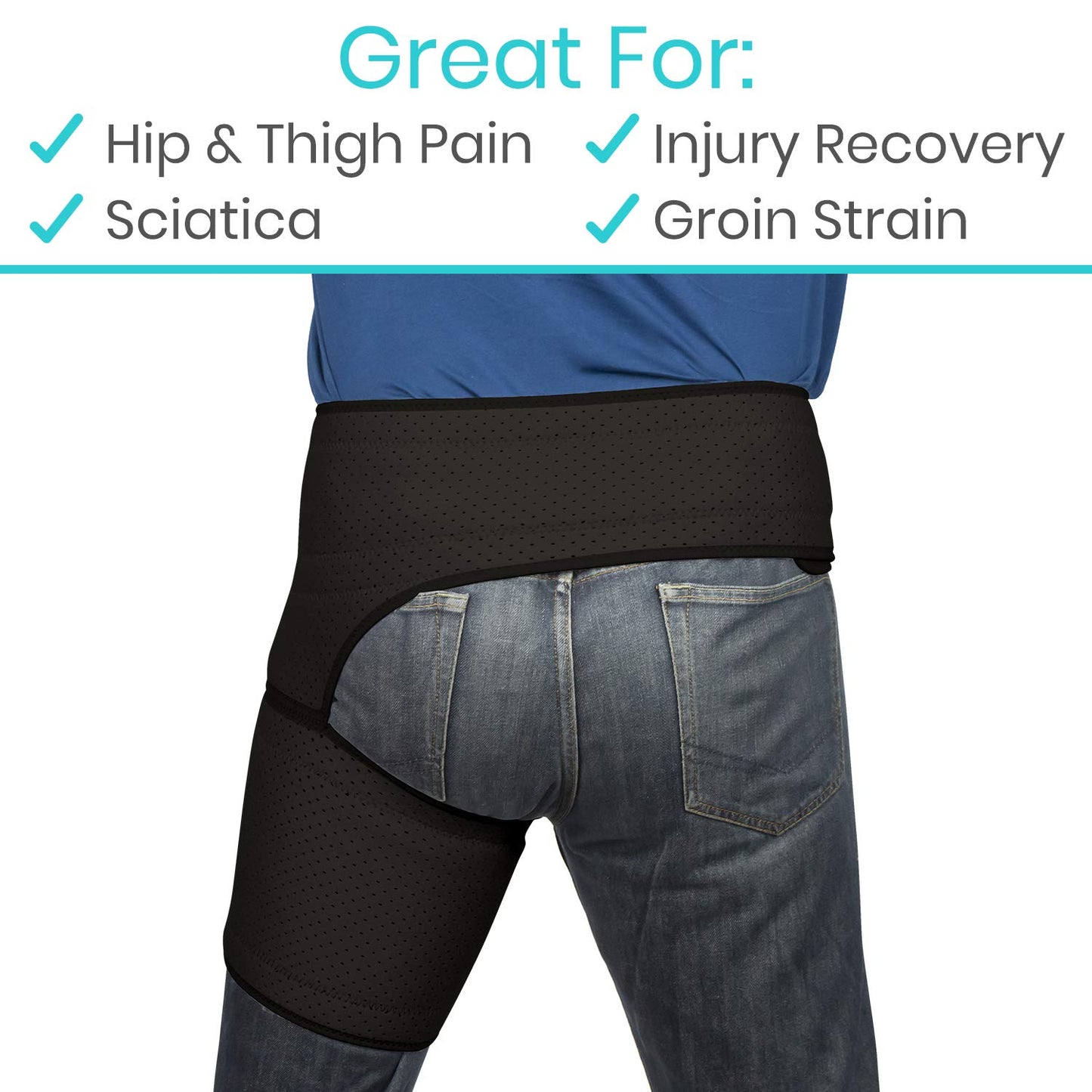 Vive Hip and Groin Brace - Sciatica Brace - Bursitis Hip Pain Relief for Women and Men - Hip Flexor Compression Wrap Support - Thigh, Hamstring Recovery for Joints, Nerve Pulled Muscles and Arthritis