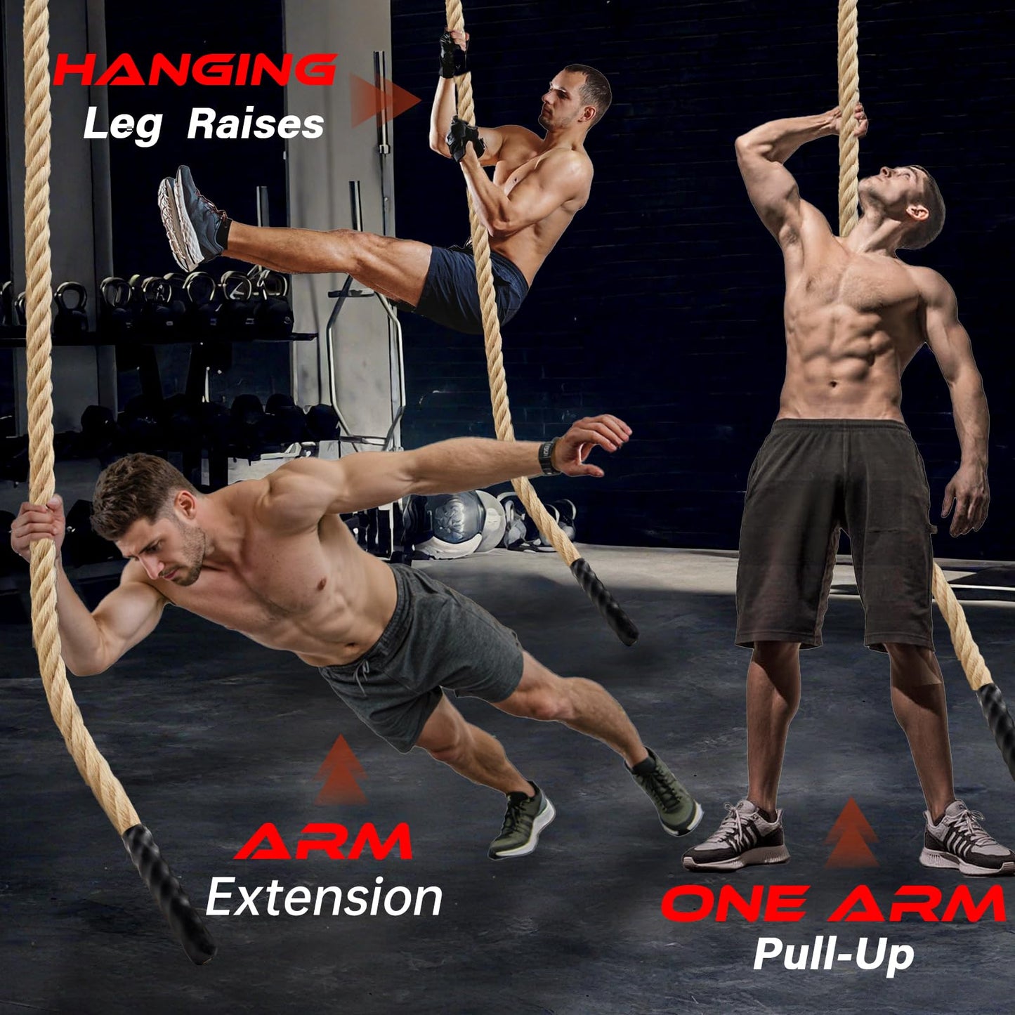 Climbing Rope Gym Workout - 10FT Heavy Duty Jute Thick Ropes for Adults Strength Training Outdoor Tree Swing Indoor Home Fitness Exercise - 1.5 Inch