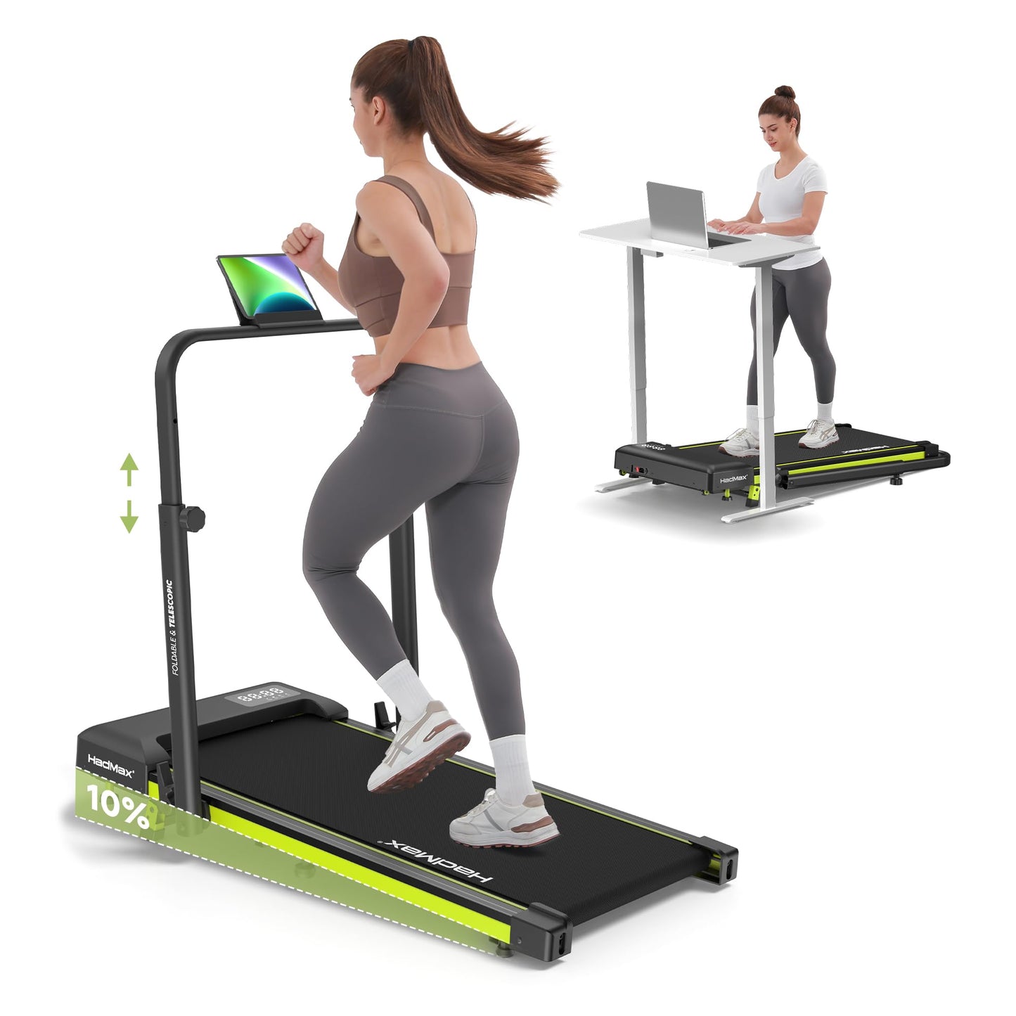 Walking Pad Treadmill with Incline and Handle Bar,3.0HP Under Desk Walking Pad with Adjustable Handlebar Compact Treadmills with Magnetic Remote Control for Home Office,300LBS Capacity