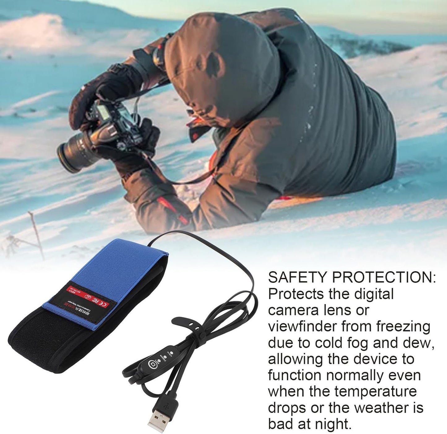 Denash 3 (425mm), g60zd4oics-11 Lens Heater,Anti Fog Belt Temperature Levels Lens Warmer,Lens Heater with USB Fasteners