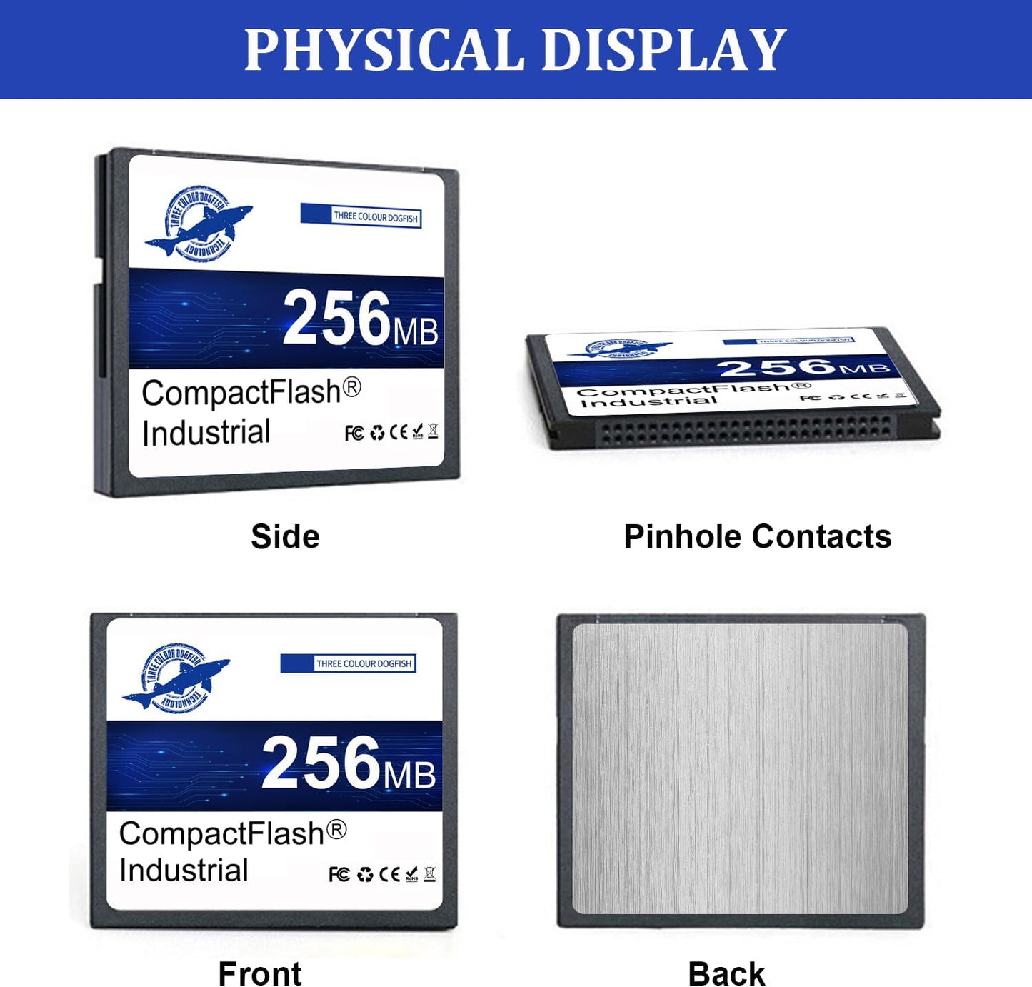 THREE COLOUR DOGFISH 256MB FAT16 Dogfish Compact Flash Memory Card High Performance Industrial CF Type I Card