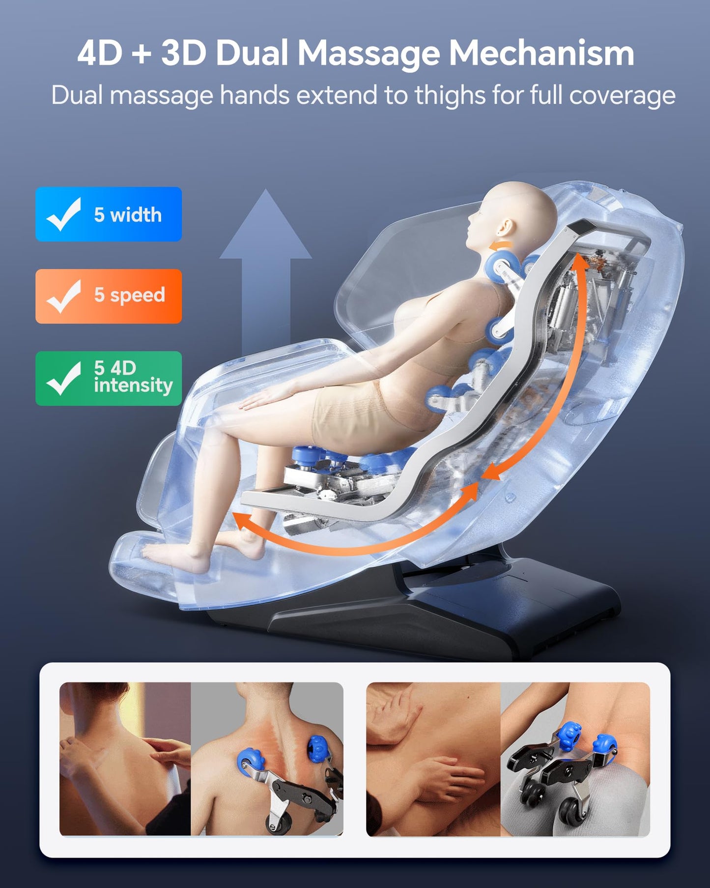4D+3D Dual Mechanism Massage Chair Full Body, Zero Gravity Massage Chair Recliner with Segmented Dual SL Track, AI Fatigue Health Detection, 160° Flat Stretch, 8" HD Touchscreen & Voice Control,Brown