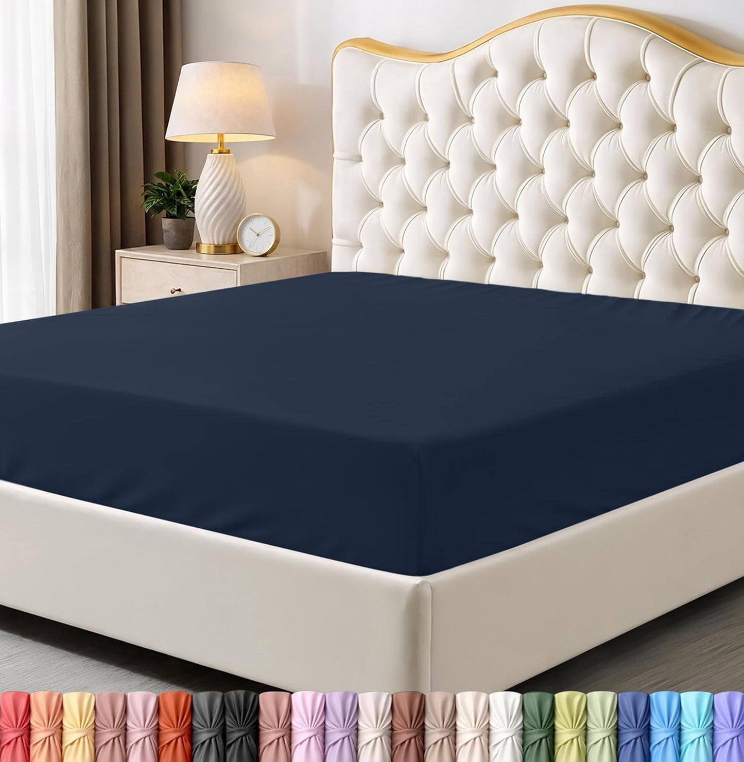 Utopia Bedding Queen Fitted Sheet - Deep Pocket Soft Microfiber - Fade Resistant & Easy Care (Navy)