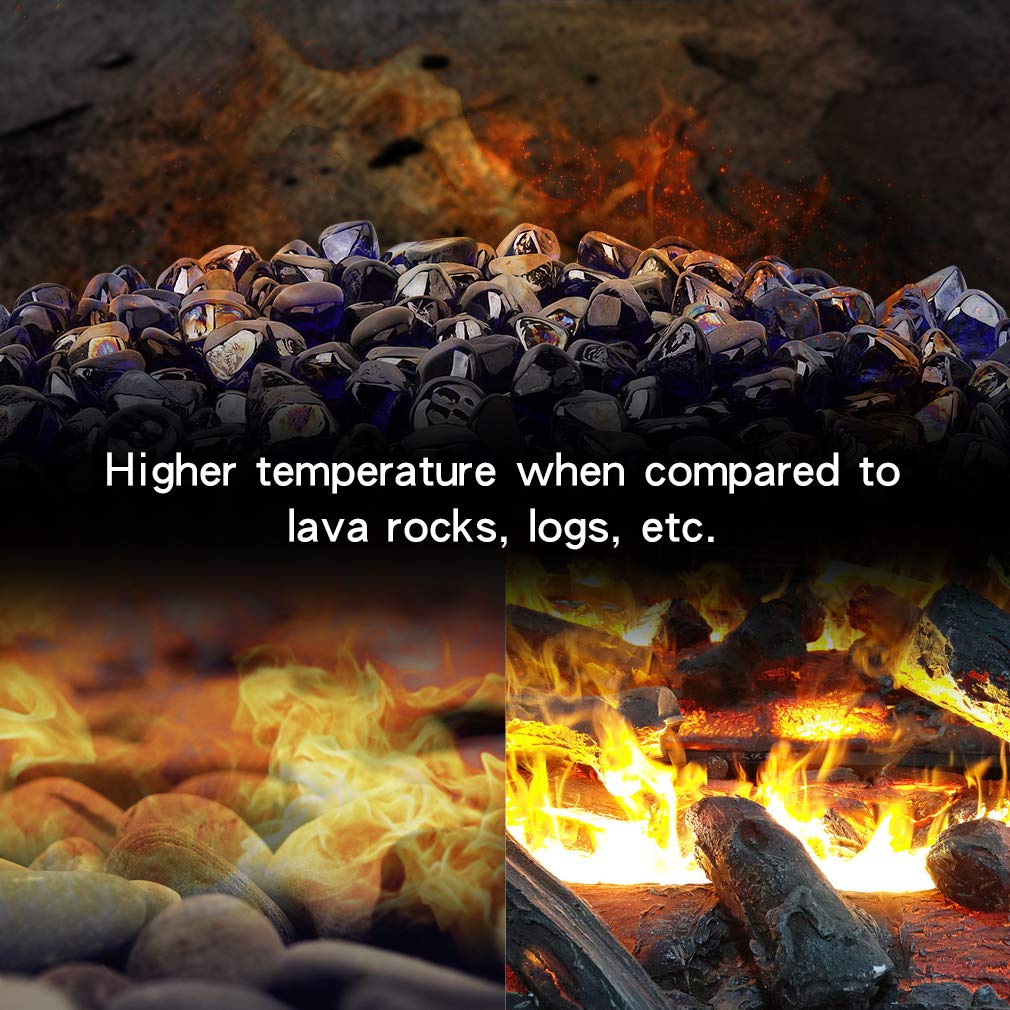 Stanbroil 10-Pound Fire Glass Diamonds - 1/2 inch Luster Fire Glass for Fireplace Fire Pit and Landscaping, Royal Cobalt Blue Luster