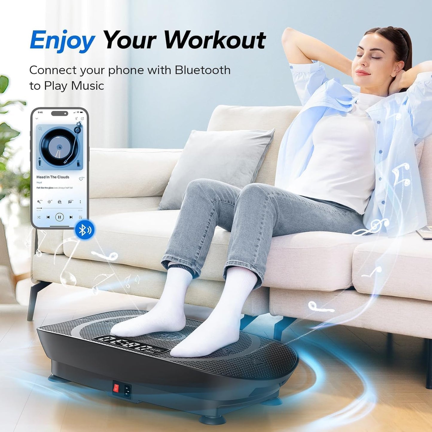MERACH Vibration Plate Exercise Machine, Whole Body Workout Equipment for Women, Bluetooth and Silicone Pedal, Vibration Plate with Auto Mode, Vibrate Fitness Platform for Home (Black)