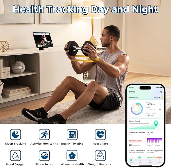 Smart Ring Health Tracker, Sleep Tracker Ring with Heart Rate, Waterproof Fitness Ring for Activity Monitoring/Steps/Distance/Calories, Air Gestures, Up to 7-Day Battery, for iOS Android (Black,#11)