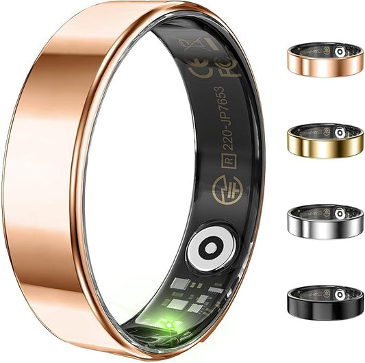 Ultra-thin Smart Ring for Women Men, Activity Fitness Tracker, Waterproof Fitness Ring with Sleep Tracker,24/7 Heart Rate Monitor,Step Counter,Calorie Pedometer,No APP Fee,for iOS Android(RoseGold#12)