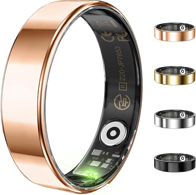 Ultra-thin Smart Ring for Women Men, Activity Fitness Tracker, Waterproof Fitness Ring with Sleep Tracker,24/7 Heart Rate Monitor,Step Counter,Calorie Pedometer,No APP Fee,for iOS Android(RoseGold#11)
