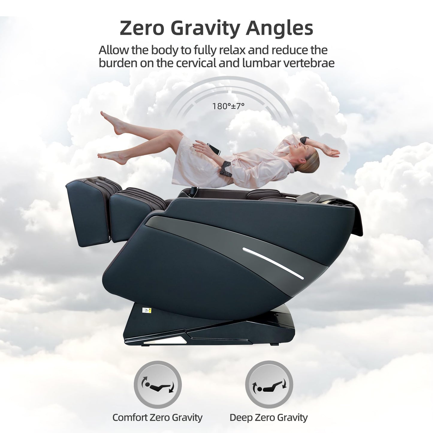 Vosaky Massage Chair Full Body Recliner with Heat Zero Gravity 57'' SL Track Shiatsu Massage Chair for Home Office with AI Voice, 7" Touch Screen, Wireless Charging,Neck & Shoulder Relief
