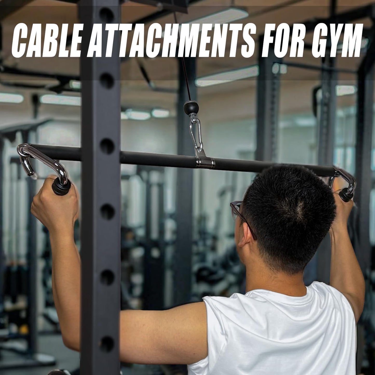 Lat Pull Down Bar for Home Gym Fitness Cable Machine Attachment, Lat Pulldown Attachments, Straight Bar, Long Bar for Fitness (Long bar 1)