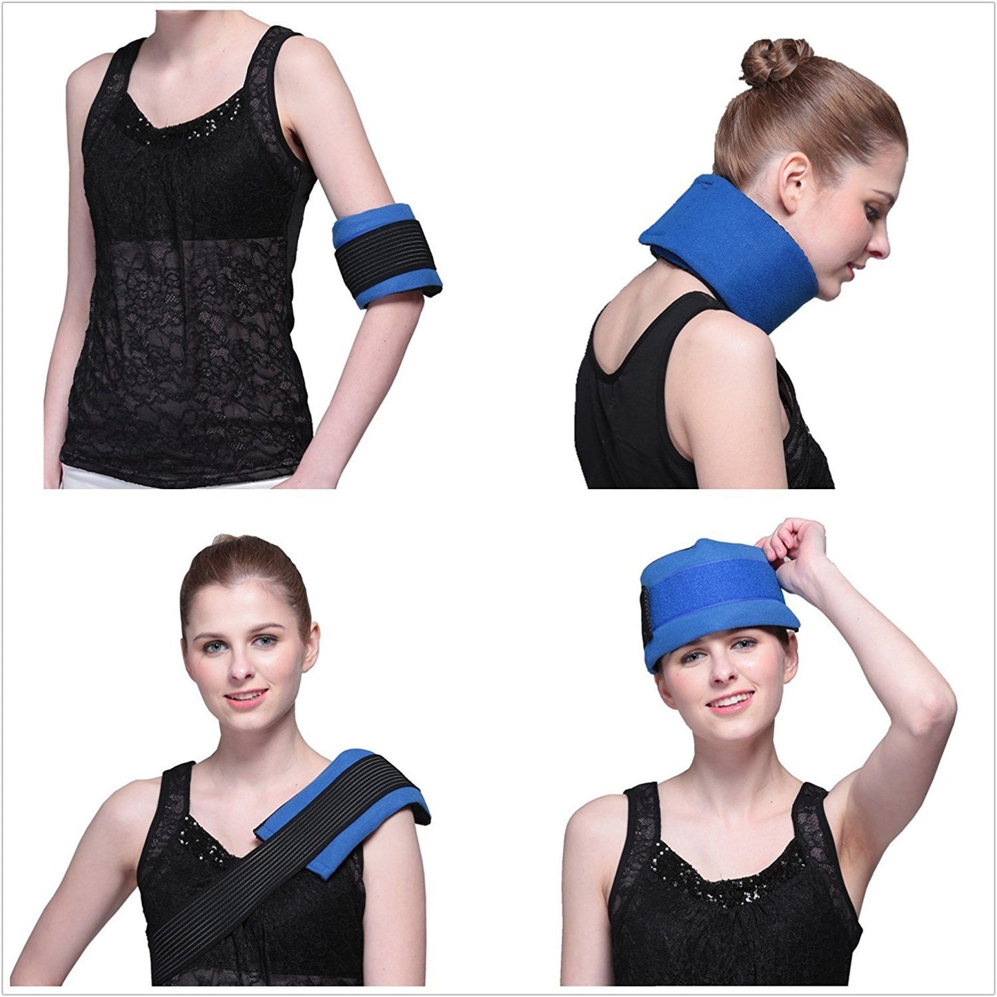 Headache Ice Pack Wrap with Strap, Reusable Gel Ice Pack for Injuries, Hot Cold Pack for Head Neck Knee Arms, 2 Flexible Gel Pack for Headache Relief, Migraine, Fever, Joint Pain, Muscle Soreness