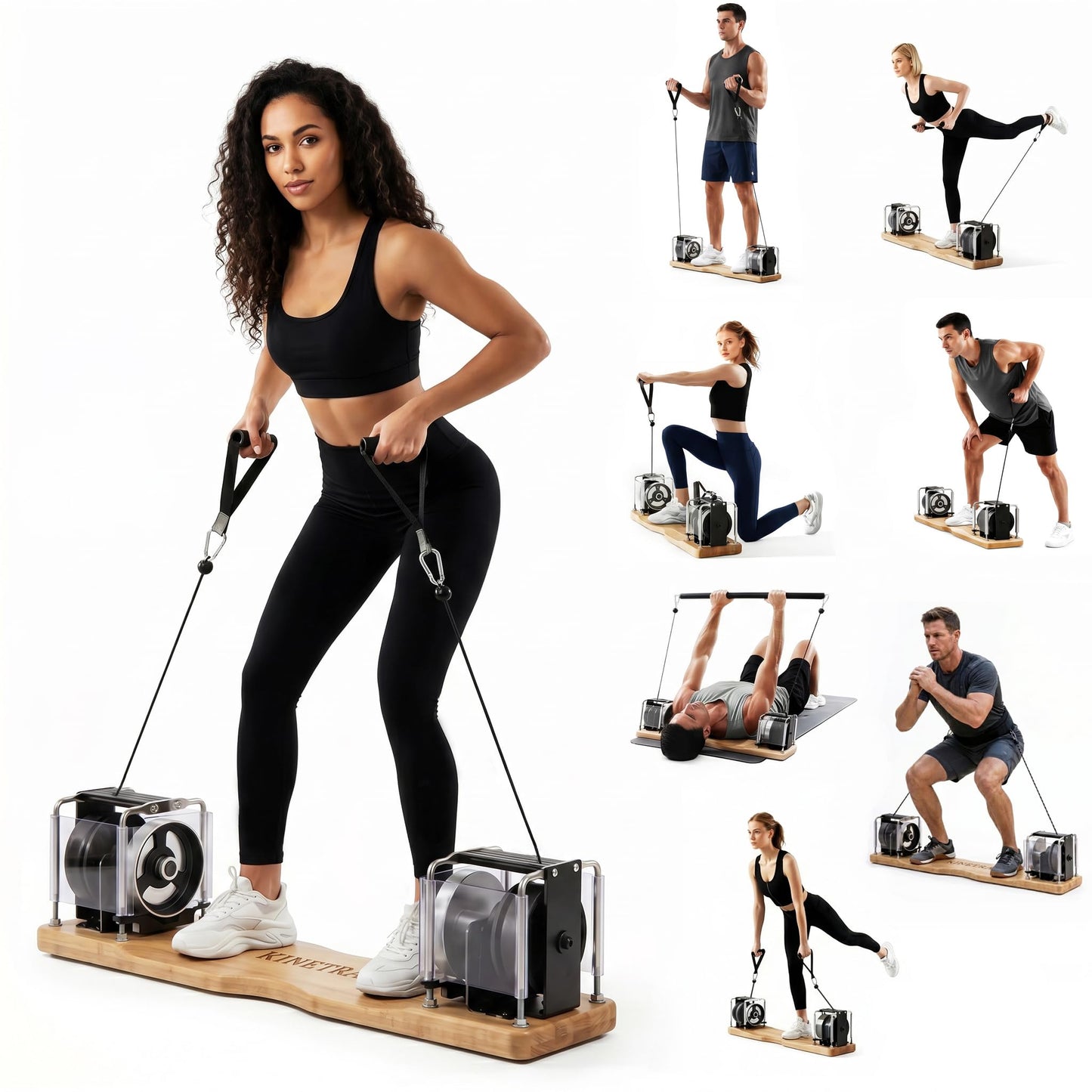 KINETRA Portable Pilates Reformer Alternative – Adjustable Resistance Bar System for Full-Body Core, Legs & Glutes Training | Pilates Machine for Strength, Posture & Flexibility