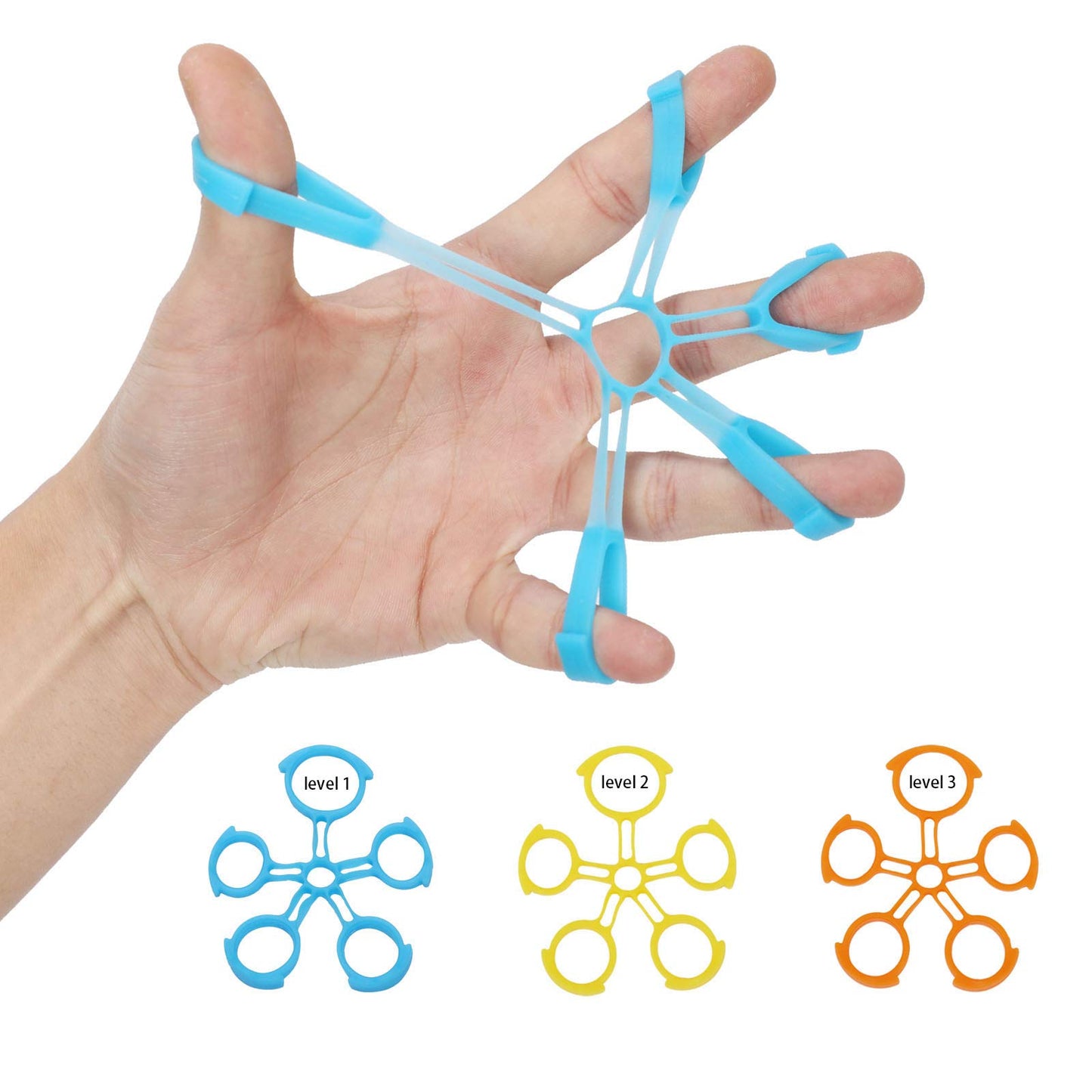 Fanwer Finger Strengthener & Finger Stretcher Hand Extensor Exerciser Set for Arthritis Carpal Tunnel Exercise to Improve Grips Performance for Elderly (3 Levels)