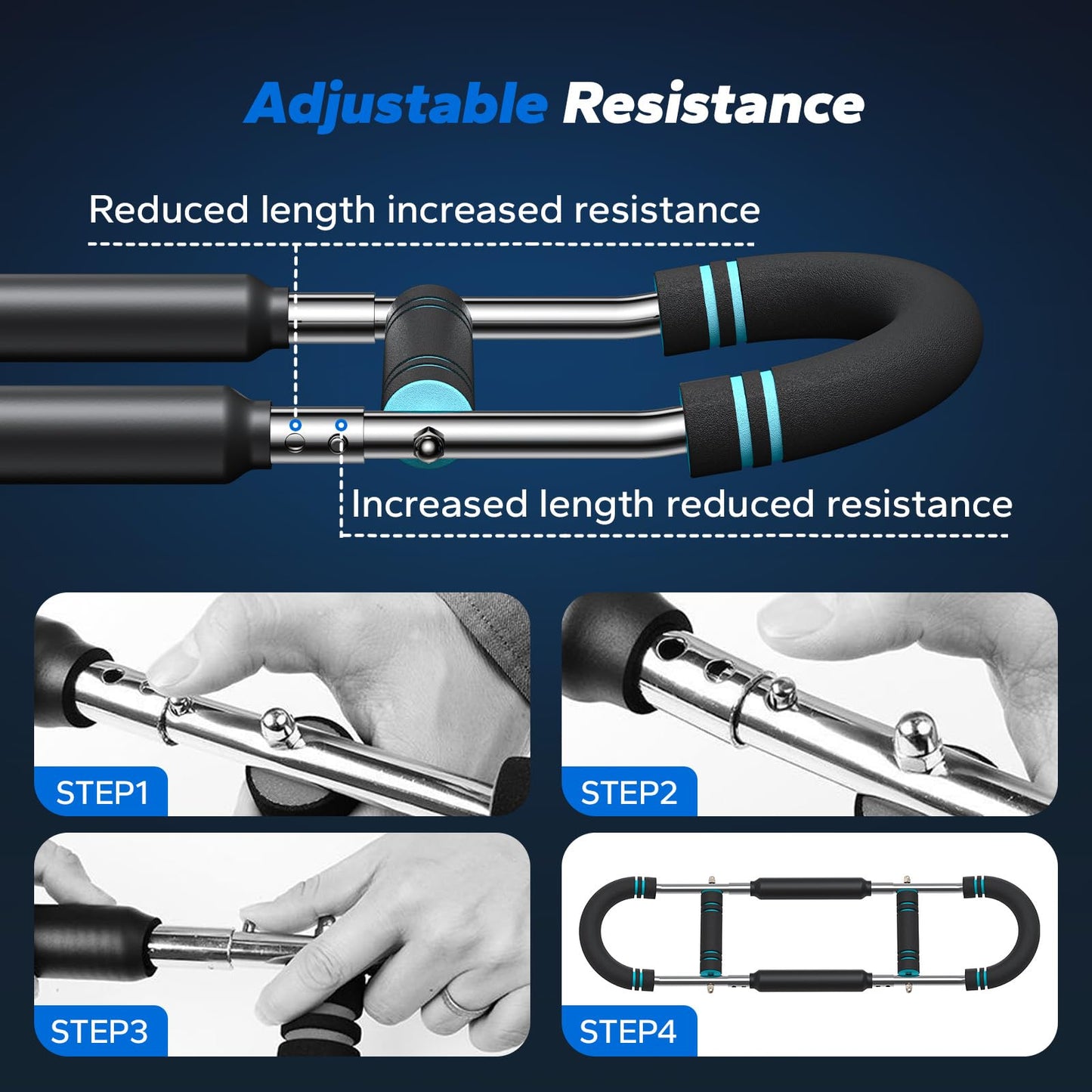 MERACH Twister Arm Trainer, Adjustable Power Twister Bar, Chest Workout Equipment for Men, Portable Upper Body Workout Machine, Detachable Spring Resistance Home Fitness Equipment