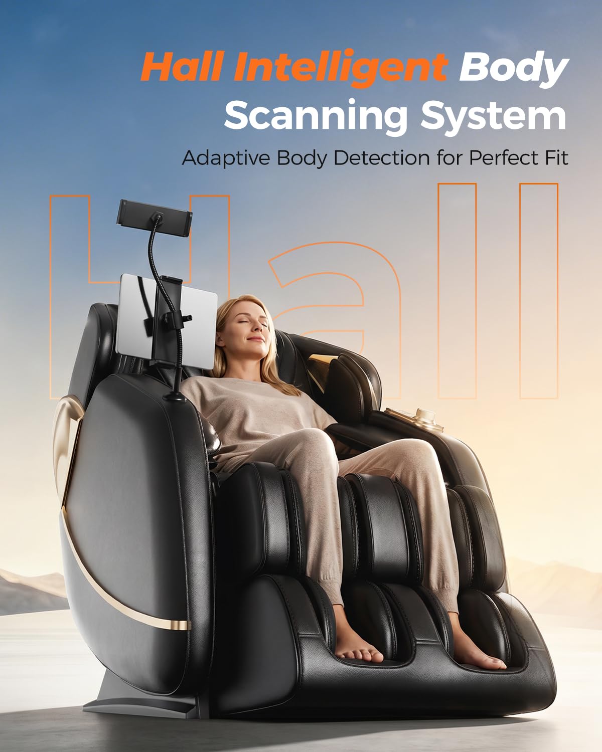 HaiyoHBED 2026 Massage Chair Full Body, PU Leather Zero Gravity Heated Back Foot Hand Massage Recliner Chairs, Office, Portable, Living Room Furniture, AI Voice Control - Black
