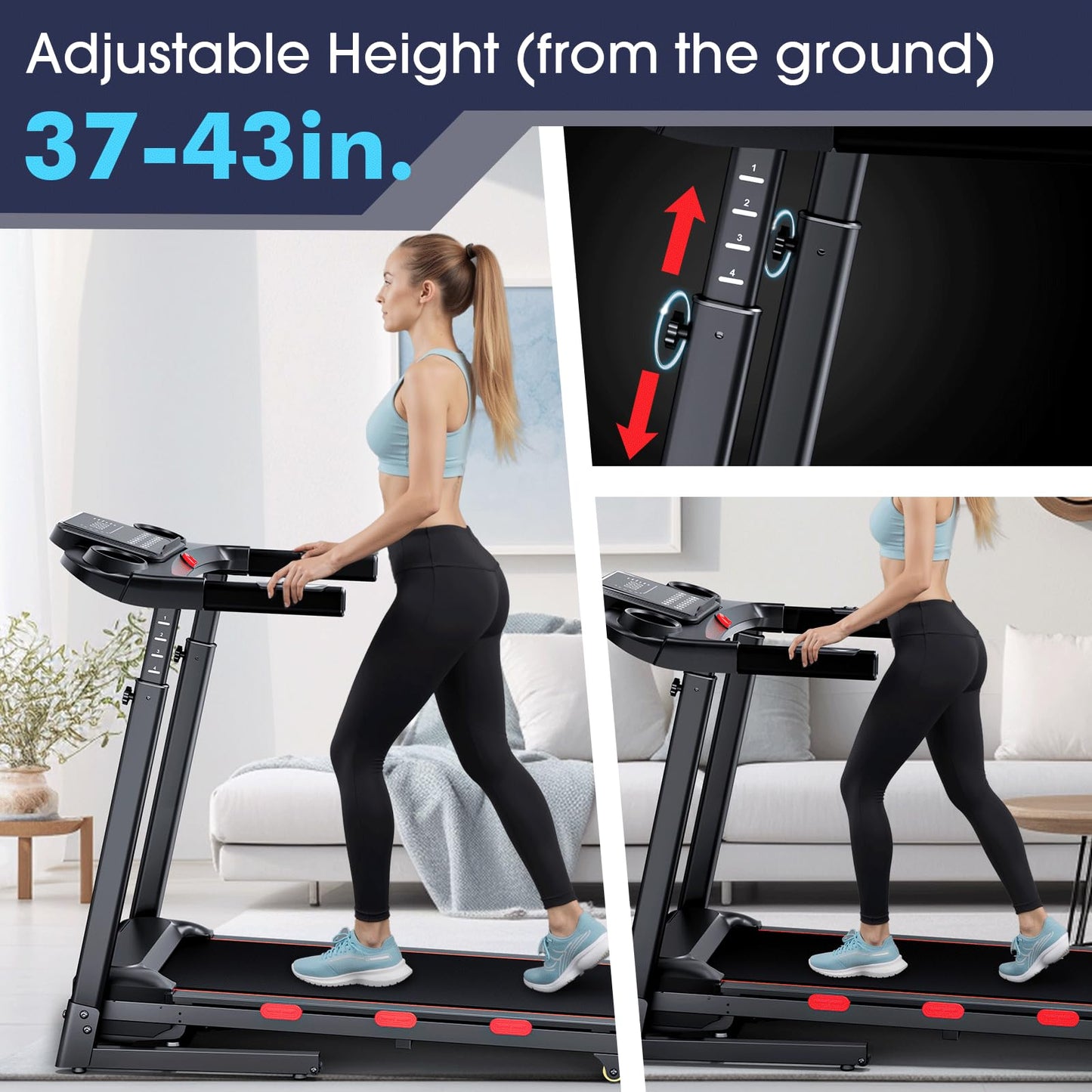 Advzon 3.5 HP Auto Incline Treadmills for Home - Adjustable Height Handle Bars, 8.7 MPH, Wide Belt, 300+ lb Capacity