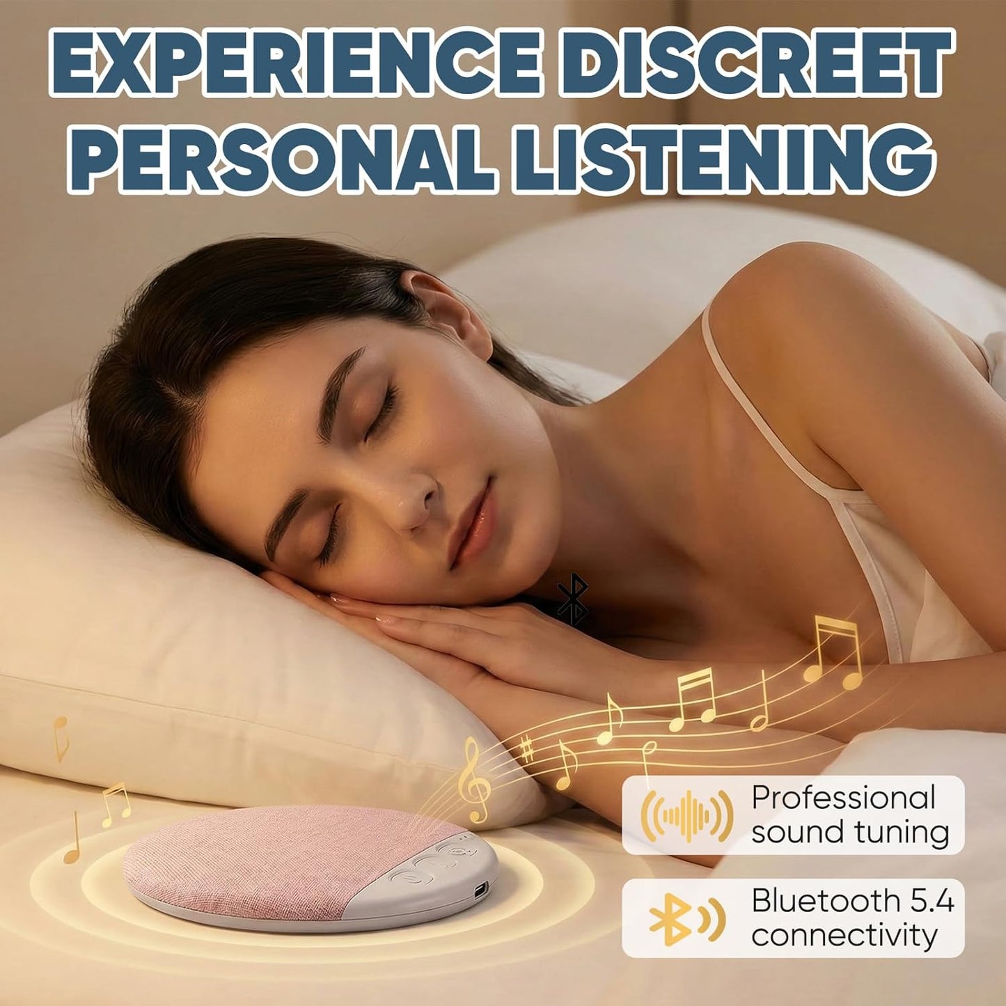 Generic Bluetooth Pillow Speaker for Sleeping, Ultra-Thin Bluetooth Sleep Aid Speaker, Mini Portable Under Pillow