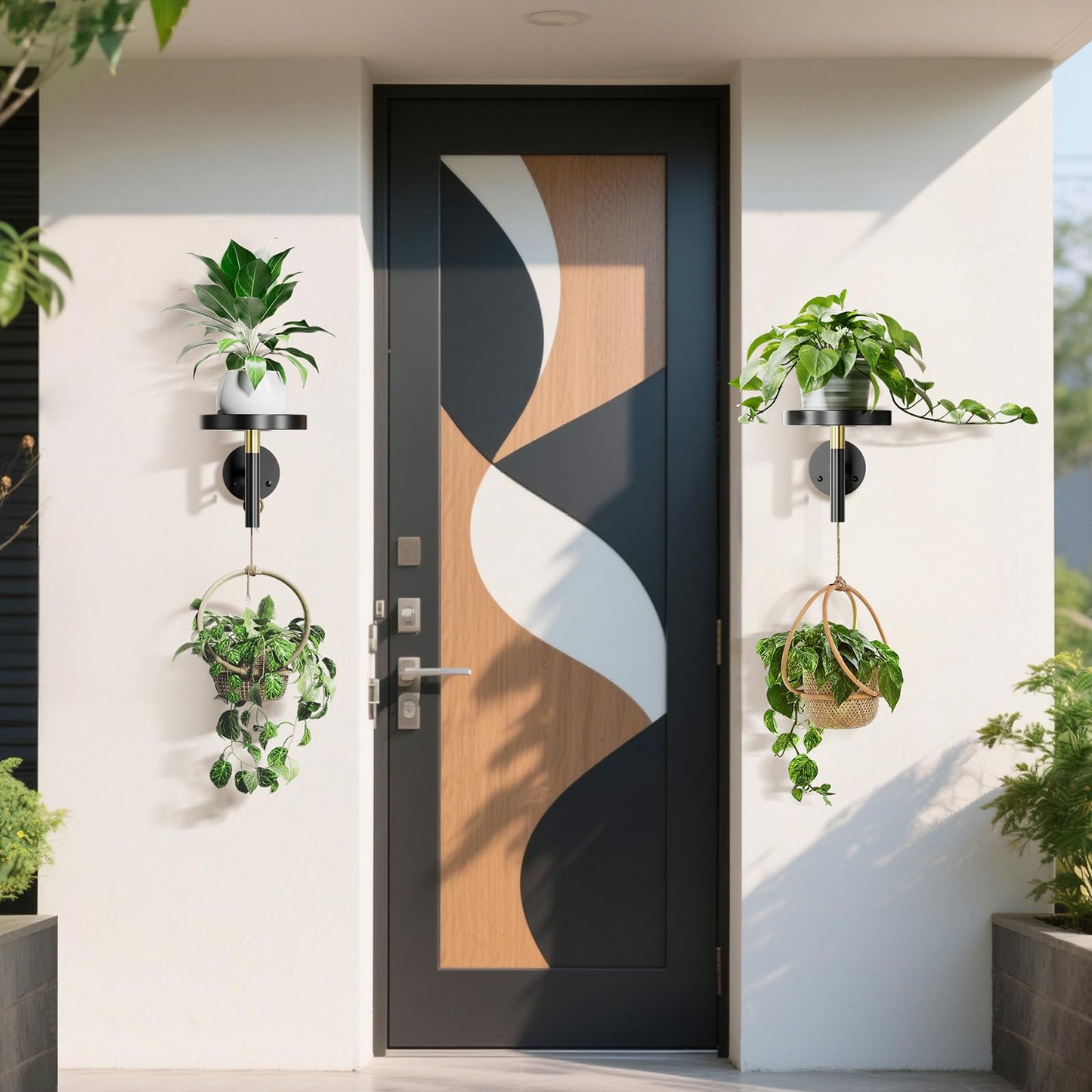 YUOROS 3 Pack Wall Plant Holder Wall Planters for Indoor Plants Hanging Window Plant Shelves Hanger Decor (Black)
