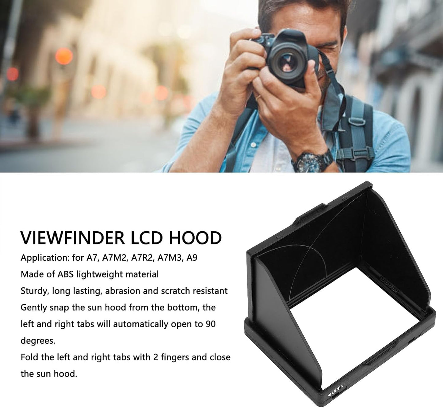 LICAEVEY A7, A7M2, A7R2, A7M3, A9, Folding Camera LCD Sun Hood, Compatible with Anti Glare Screen Protector