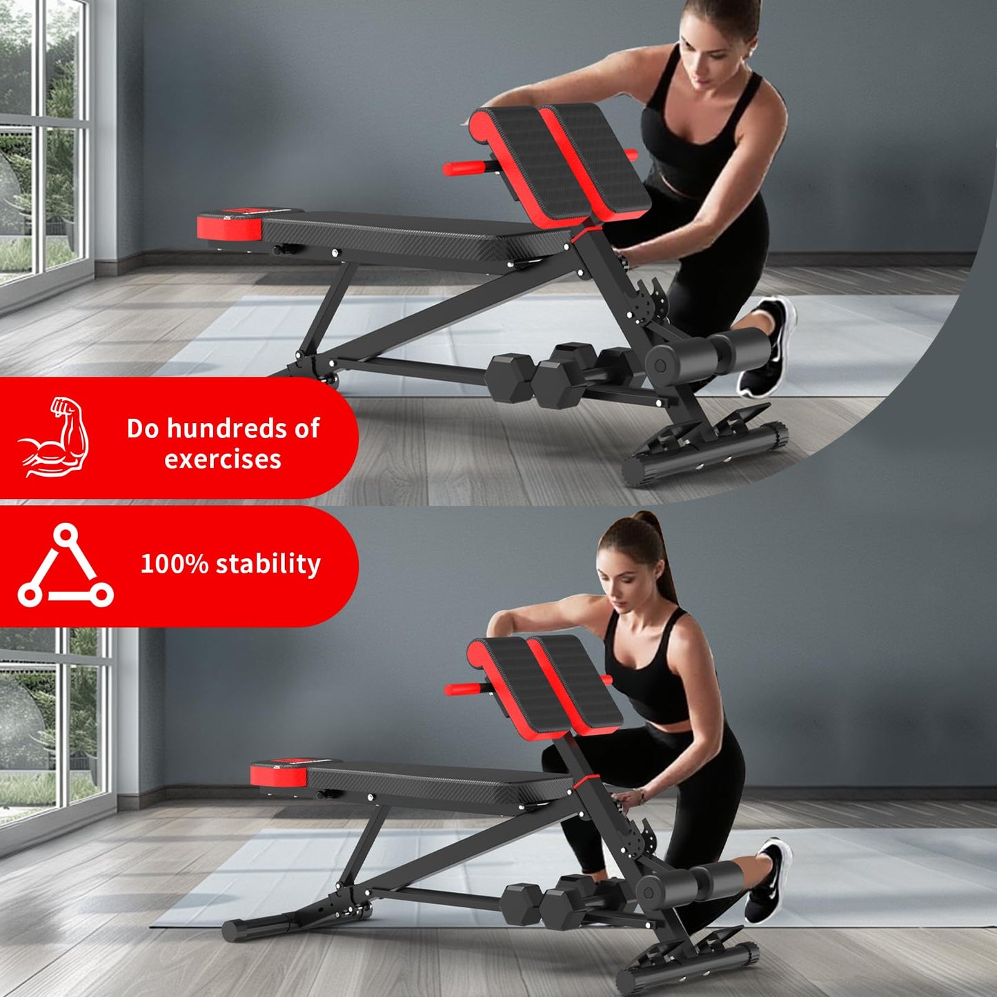 K KiNGKANG Adjustable Weight Bench,Roman Chair Load 500 LBS Workout Bench for Home Gym Workout Fitness Equipment Adjusts to Decline or Flat Bench