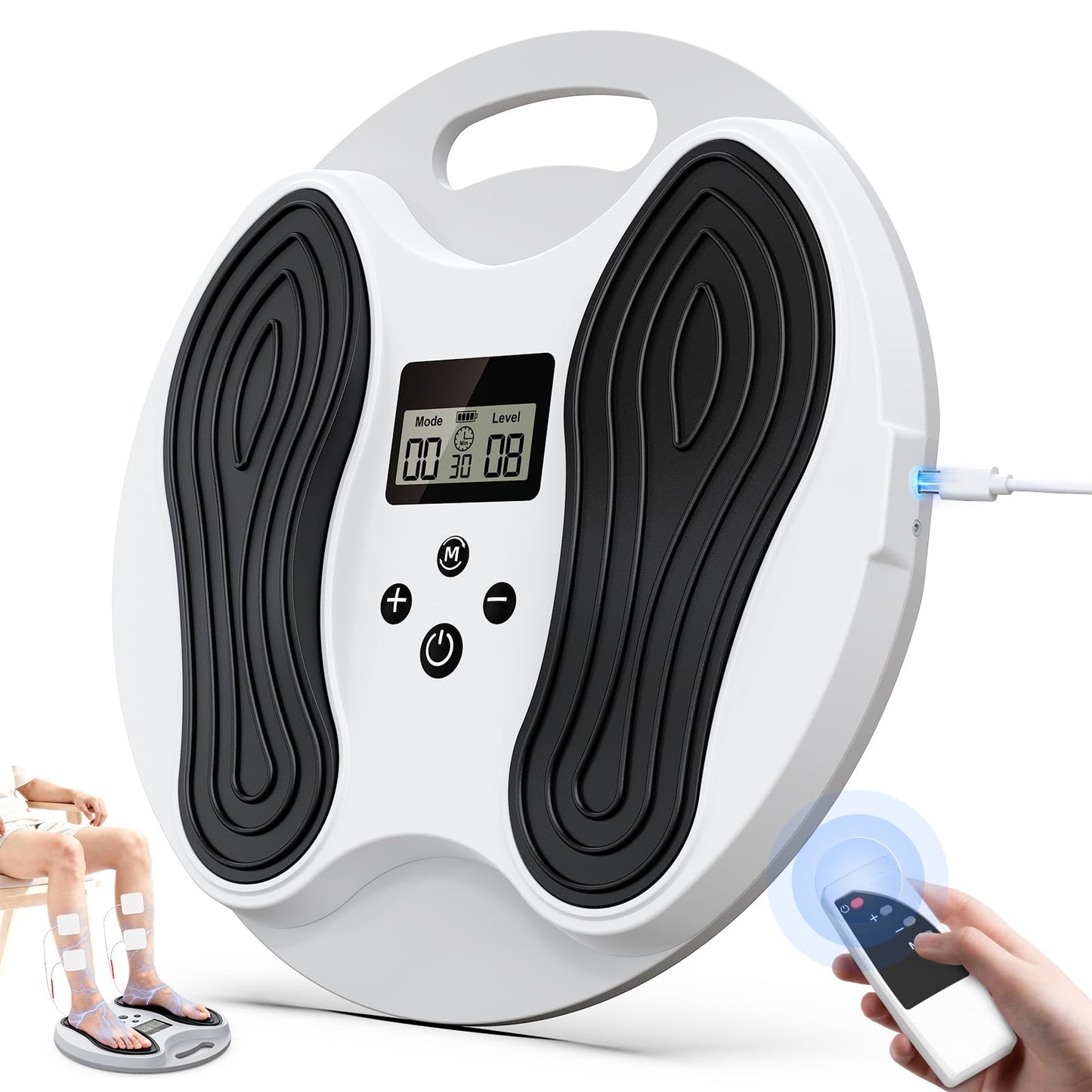 EMS Foot Massager for Neuropathy, NMES Foot Stimulator for Neuropathy Feet Nerve FSA&HSA Eligible item Electric Foot Massager for Circulation and Pain Relief with 4 TENS Unit Muscle Stimulator Pads