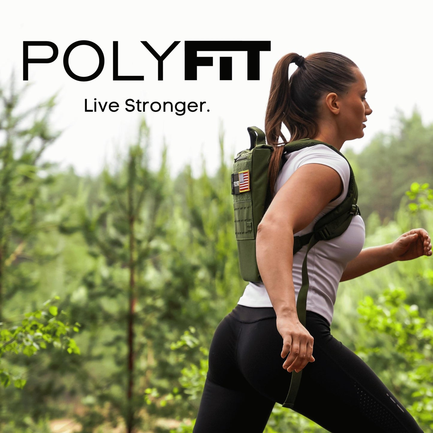 Polyfit Rucking Backpack 2.0 - Weighted Ruck Pack for Weight Plates - Patent Pending Side-Loading Rucksack for Walking, Running, Rucking, Strength and Endurance Training - Green