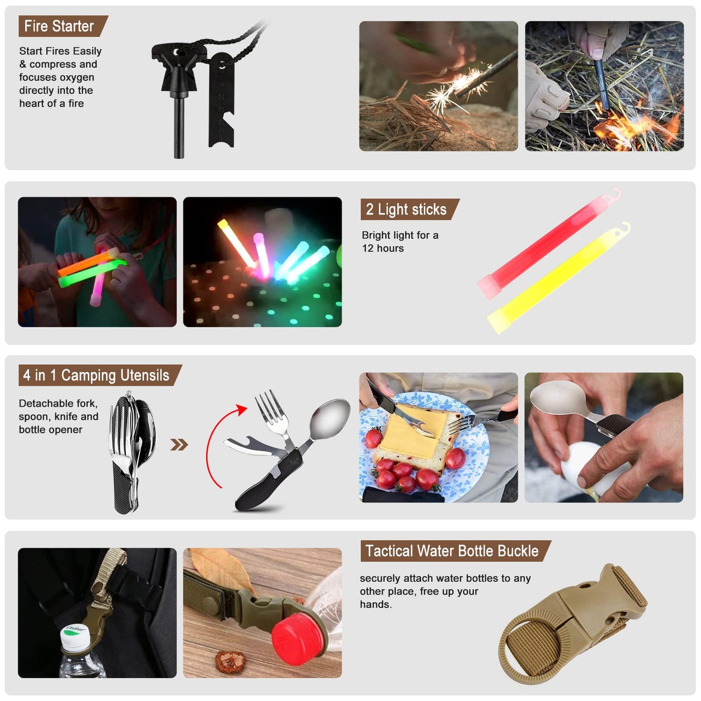 238Pcs Emergency Survival Kit and First Aid Kit, Professional Survival Gear Tool with Tactical Molle Pouch and Emergency Tent for Earthquake, Outdoor Adventure, Camping, Hiking, Hunting