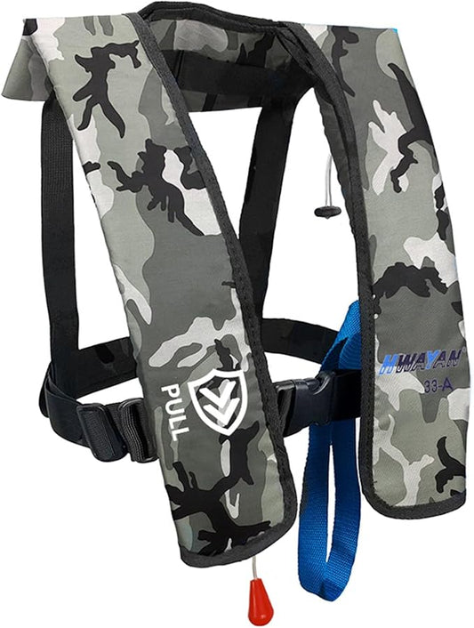 Automatic/Manual Inflatable Life Jacket| Inflatable PFD Kayak Vest Adult| Life Vest for Adults| Outdoor Water Sports| Supports up to 330 lbs|33g of Carbon Dioxide Cylinder