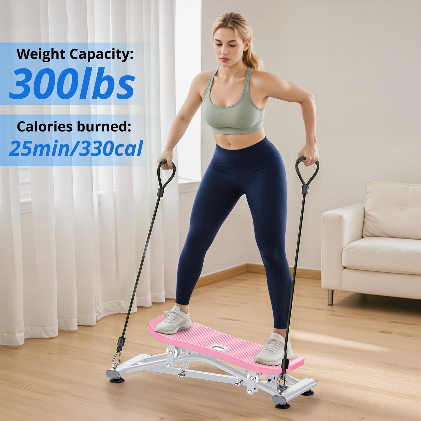 RYGEO Balance Board with Resistance Bands, Versatile Rocking Stepper, Wobble Board Featuring LCD Monitor, 332 lbs High-Capacity Ski Twister Trainer for Full Body Exercise at Home