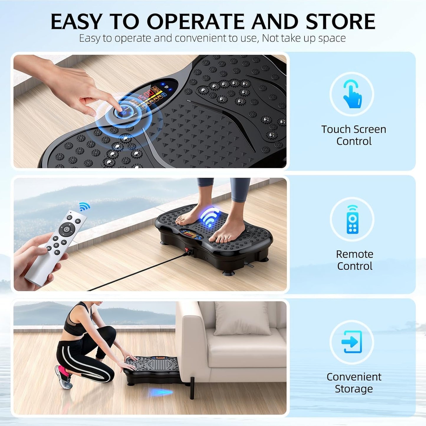 GMCXAX Vibration Plate Exercise Machine, Lymphatic Drainage Machine for Weight Loss, Lymphatic Drainage & Muscle Recovery, Multiple Speeds with Bluetooth & Remote, Max User Weight 330lbs, PureBlack