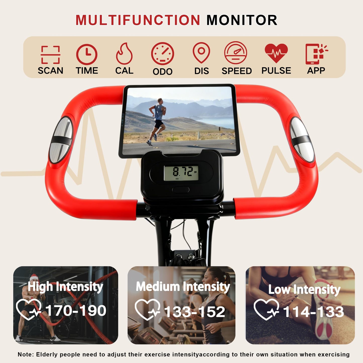 BARWING Stationary Exercise Bike for Home Workout, 5 IN 1 Foldable Indoor Cycling Bike for Seniors, 350LB Capacity, 16-Level Magnetic Resistance, Comfortable Seat Backrest