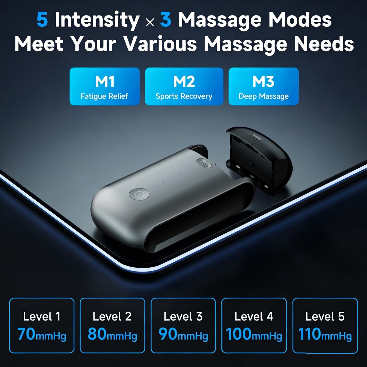beoka Leg Massager for Circulation and Pain Relief, Leg Recovery System for Fast Recovery, Cordless Air Compression Boots with 3 Modes 5 Intensities for Athletes Runners and Travelers-L