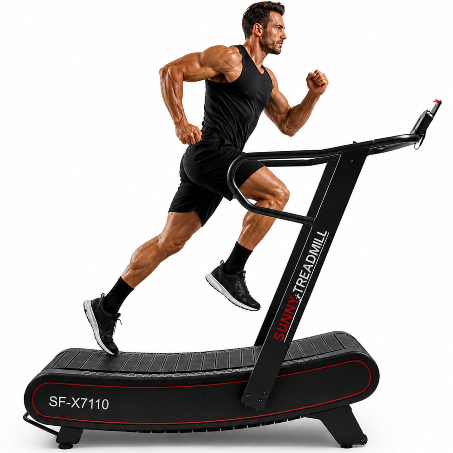 Sunny Health & Fitness Smart Ultra Manual Treadmill, Curved, Non-Motorized, High-Intensity with 8 Levels of Magnetic Resistance - SF-X7110