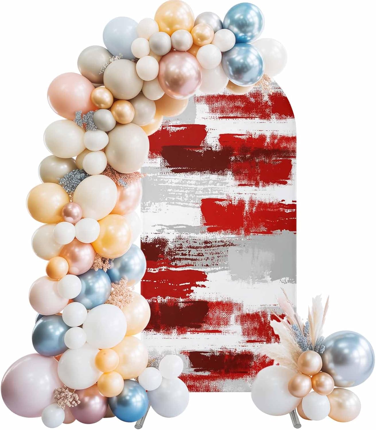 Jnbasdffb 6.6 Red Abstract Wedding Arch Cover, Stretchy Spandex Arch Backdrop Stand Covers FT, Grey Modern Mottled Art