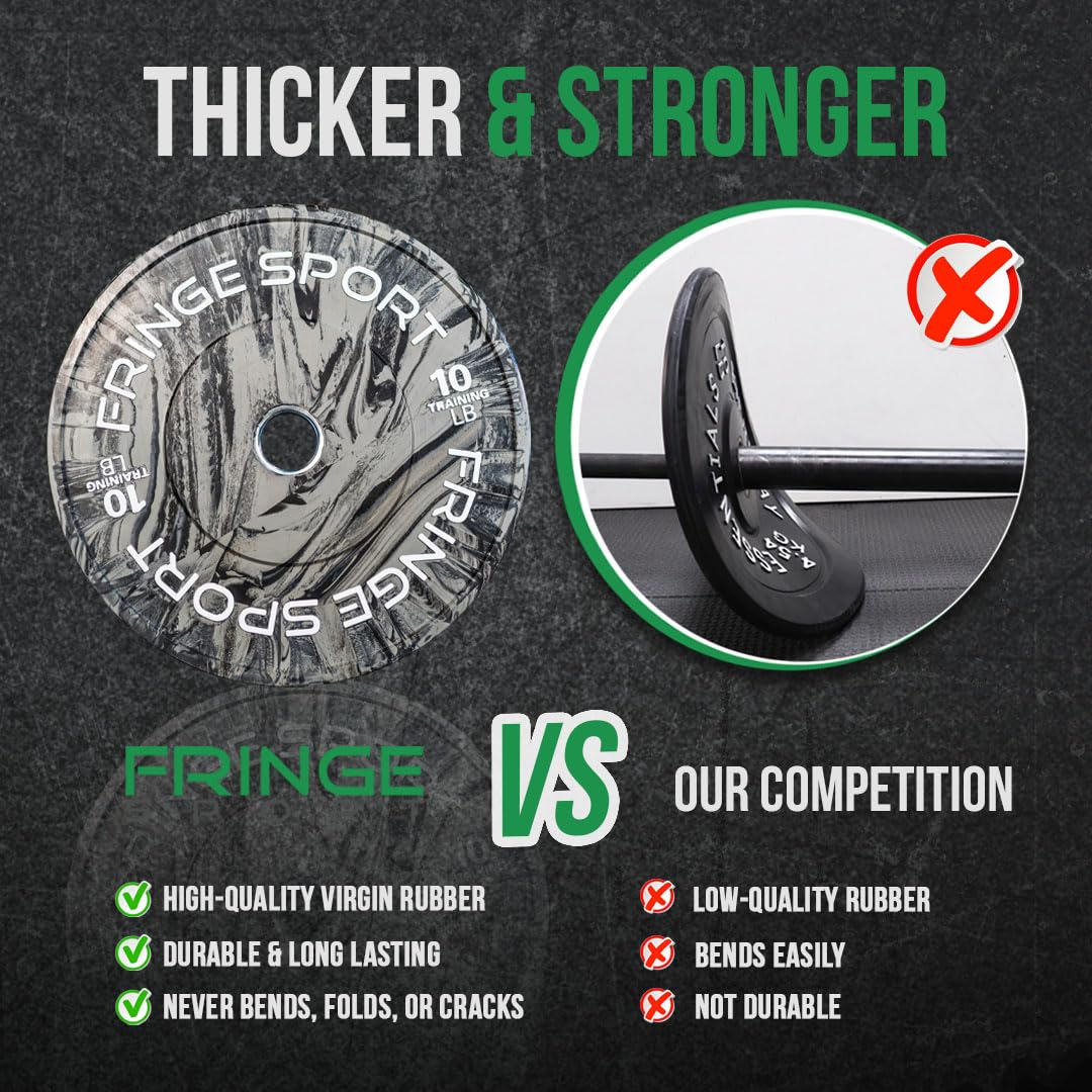 FringeSport Savage Bumper Plates Set and Pairs - Olympic Weight Plate - Rubber Weight Plates with Steel Insert Strength Training Plate (10lb - 460lb)