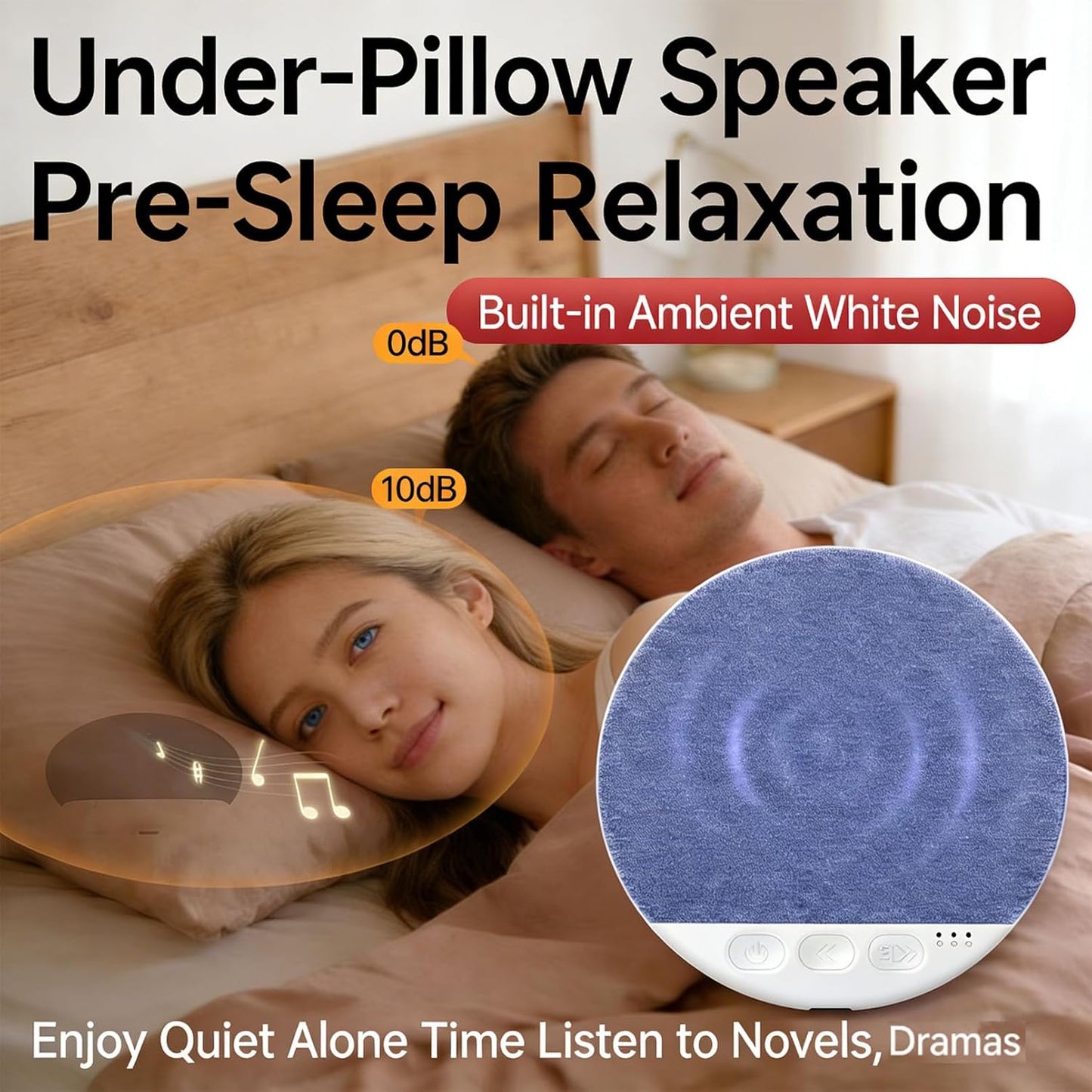 2026 New Pillow Speaker for Sleeping, Under Pillow Speakers for Sleeping Bluetooth with White Noise, Dual-Mode Bone