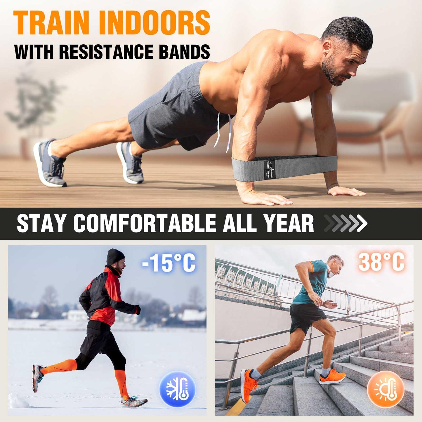 Fabric Resistance Bands for Working Out - Exercise Bands for Women and Men, Booty Bands for Legs and Glute, Yoga, Pilates, Rehab, Fitness and Home Workout