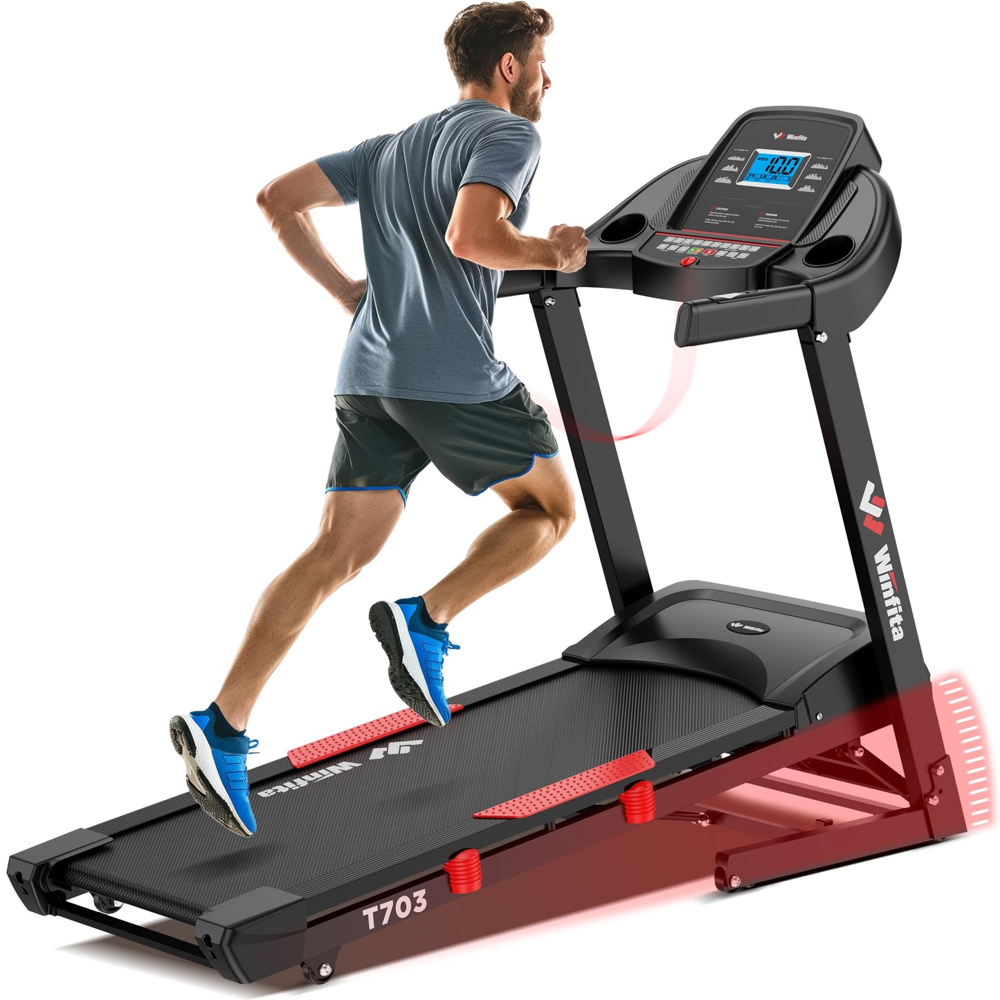 Winfita 4.0HP Treadmill for Home, Folding Treadmill with 15% Auto Incline, 300 LBS Capacity, 10 MPH Max Speed, 18'' x 50'' Wide Belt,App, 64 Preset Programs, Pulse Monitor, BMI Detector