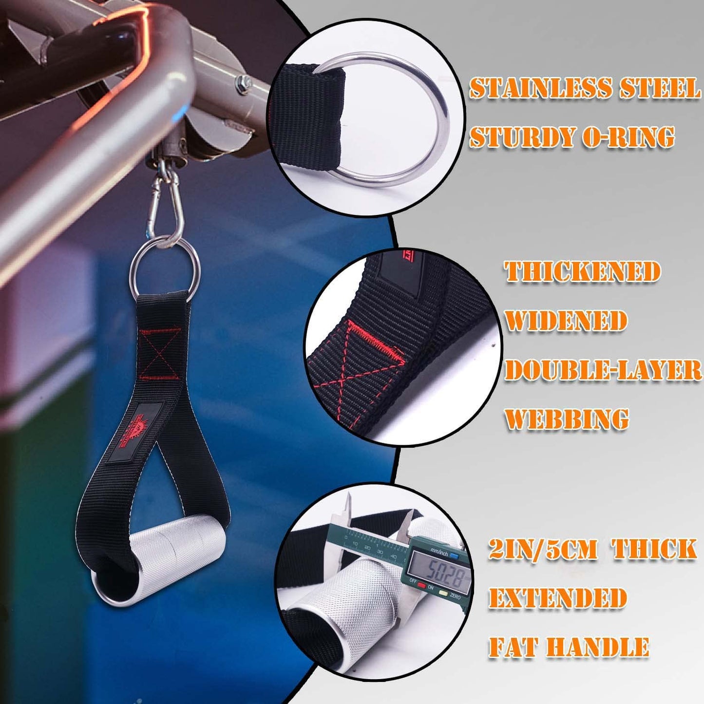 Lights Mountain Heavy Duty Fat Gym Handle Grips 2" Dia Aluminum Alloy Exercise Handles Cable Machine Pulley LAT Pulldown Attachments Arm Wrestling Training Handles(1 Pair)