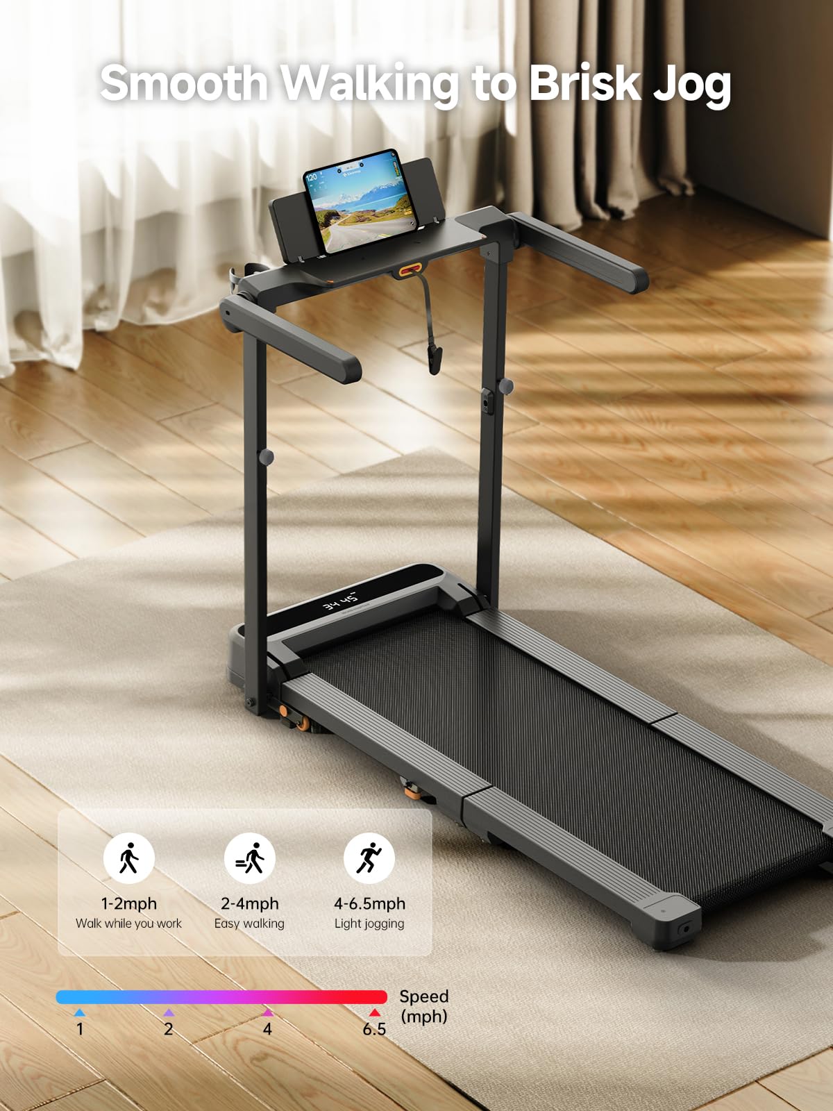 WALKINGPAD MX10 Folding Treadmills for Home, Smart Vertical Fold, LED Display with Adjustable Height Handles